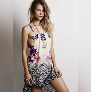 Free People Hollywood Star Hobo Open Back Nomad Print Slip Maxi Dress Size Small